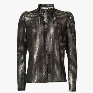 Alix Of Bohemia Metallic silver Striped Blouse. Artemis moonlight shirt XS